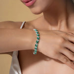 Load image into Gallery viewer, TRINITY-EMERALD DIAMOND SILVER BRACELET
