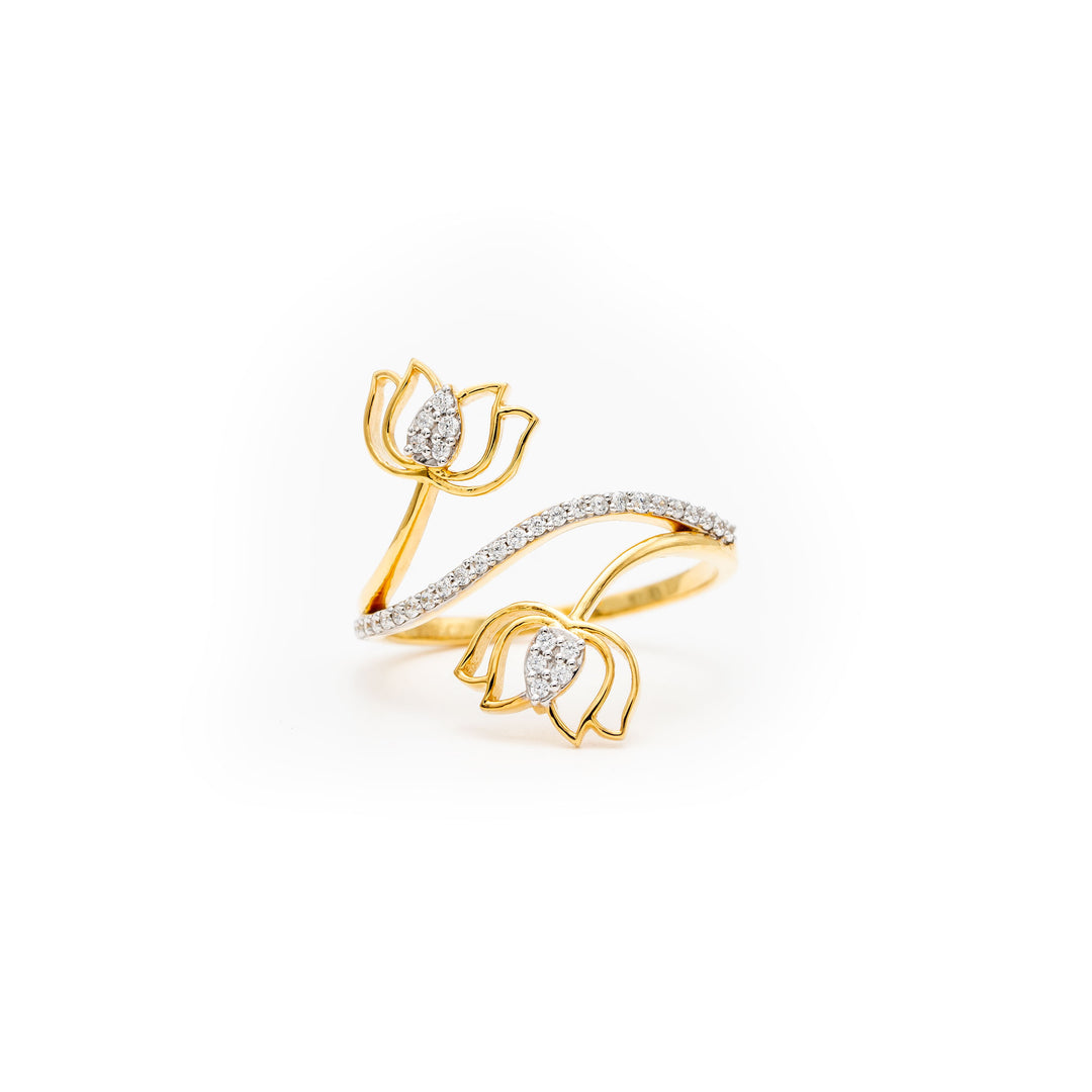 DUAL LOTUS DIAMOND ADORNED RING