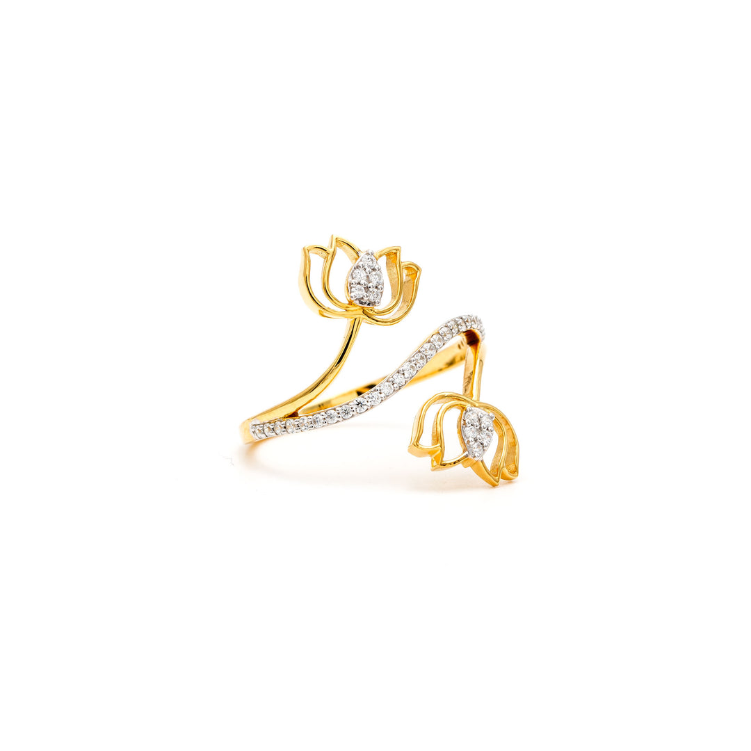 DUAL LOTUS DIAMOND ADORNED RING