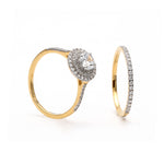 Load image into Gallery viewer, CLASSY ROUND HALO SOLITAIRE RING WITH YELLOW GOLD EFFECT
