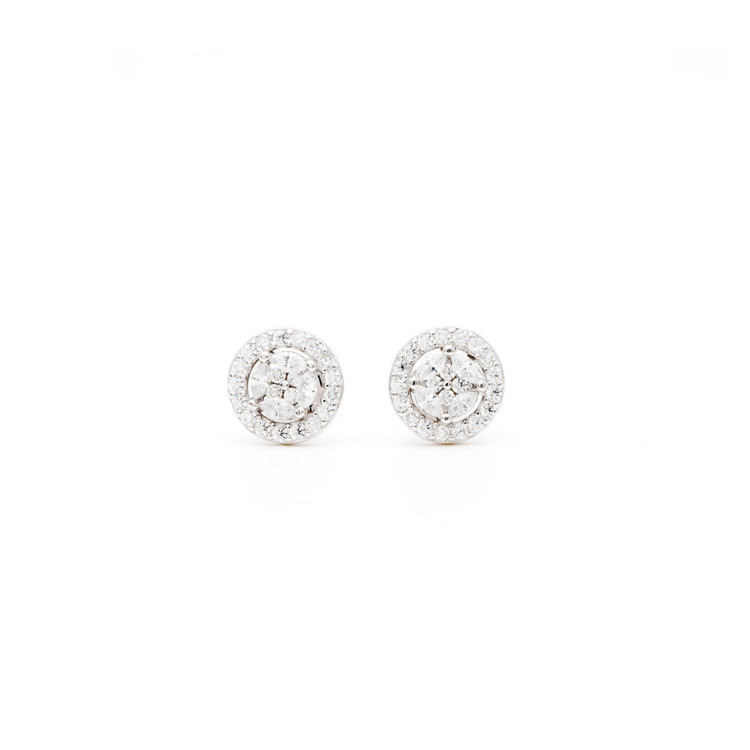 CLASSIC SOLITAIRE LOOKE INV SETTING HALO STUDS