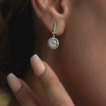 Load and play video in Gallery viewer, FIONAA EARRINGS WITH CLASSIC HALO SOLITAIRE DROPS
